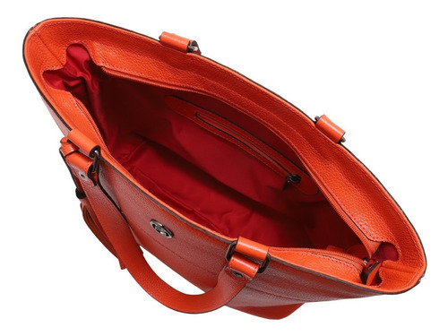 Bolsa De Couro Bovino Tote Feminina Mariart Mini Cobre Cor Orange
