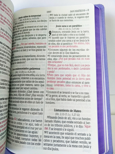 Imagen 8 de 9 de Biblia Reina-valera 1960 Letra Grande Imit Piel Color Morado