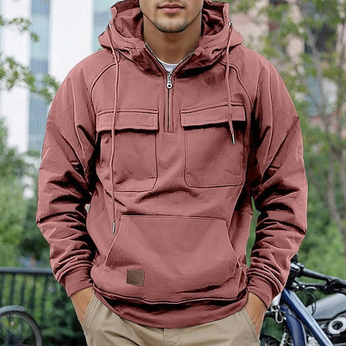 Sudadera De Felpa Con Cierre Y Capucha Manga Larga Hombre