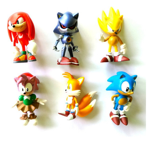 6 Unidades/conjunto De Bonecos De Ação Sonic The Hedgehog