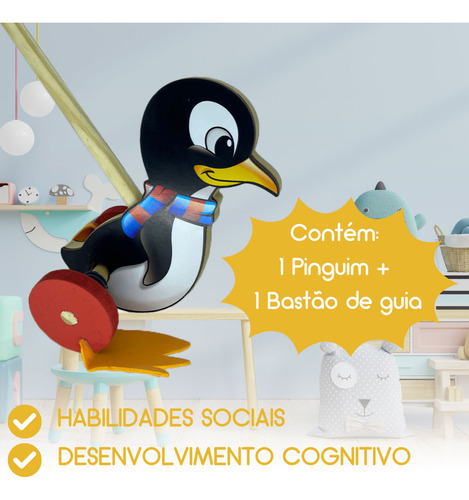 Brinquedo Infantil Desenvolvimento Motor Educativo Pinguim