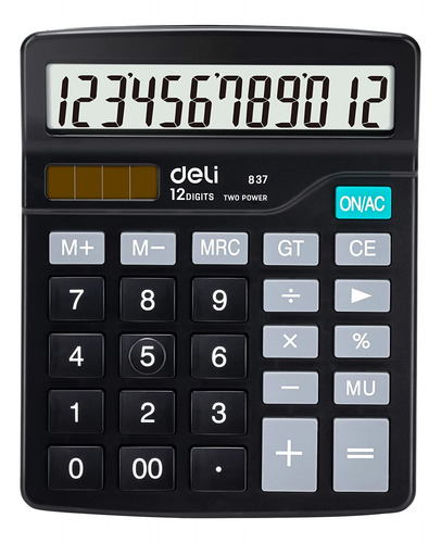 Calculadora De Escritorio Deli De 12 Dígitos, Negro