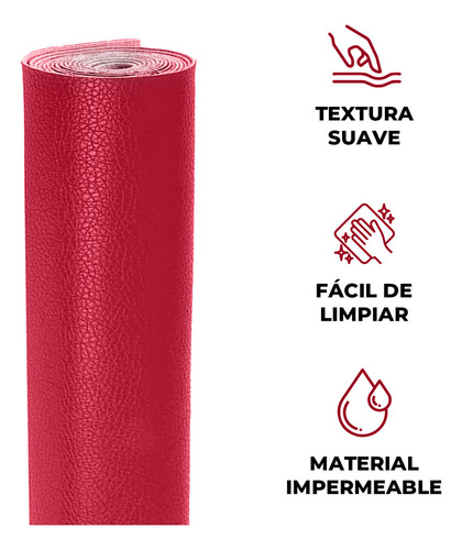 Tela Vinipiel rollo 1.40m x 10m tapizar color rojo liso Be Brandless Tela Jazz