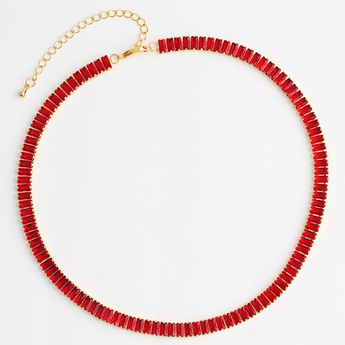 Collar De Circonia Cúbica Chapado En Oro De 18k Pa Red Cz