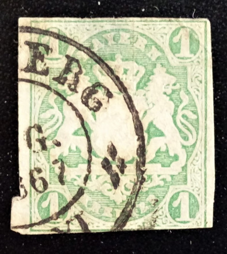 Alemania Bayern, Sello Yv 15 1kr Verde 1867 Usado L15148