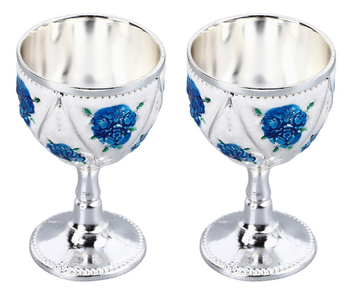 Copa De Vino Vintage De Metal, 2 Piezas, Vasos En Relieve Ex