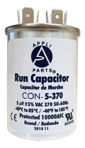 Appli Parts Condensador/ Capacitor De Marcha 5 Mfd 370 Vac 