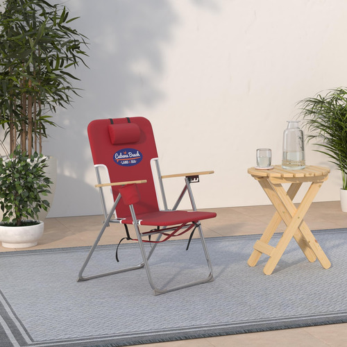 Cabana Beach Silla De Playa Plegable 4 Posiciones Rojo Tango