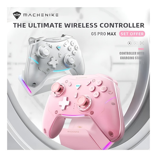 Controlador para jugadores Machenike G5 Pro Max Pink con base inalámbrica