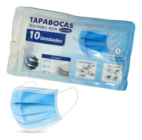 Bolsa De Tapabocas Azul X 10und