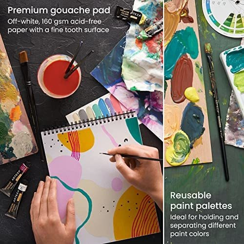 Pinturas Gouache Con Pinceles Bloc De Lienzos Con Estuche