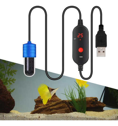 Mini Calentador De Acuario 15-34 °c Ajustable Invierno 10w