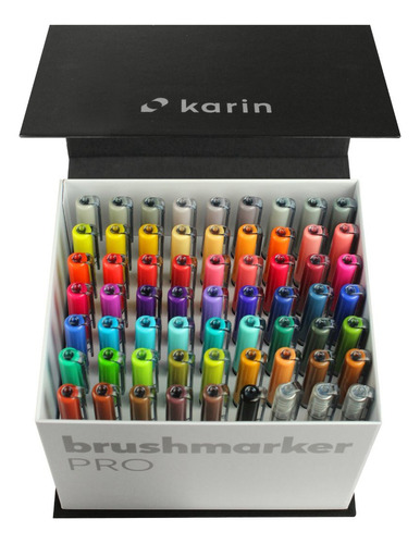 Karin Megabox Brush Marker Pro - Marcador A Base De Agua, Adecuado Para Pintar, Dibujar Y Manipular, Multicolor Kar27c7 Surtido