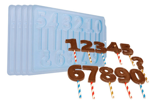 Kit 5 Formas Acetato Confeitaria Velas Numeros Chocolate Bwb Cor Prateado