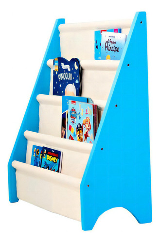 Rack Para Livros Infantil, Standbook Montessoriano Azul