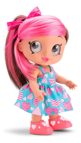 Boneca Brinquedo Cabelo Rosa Acessórios De Beleza Bee Toys