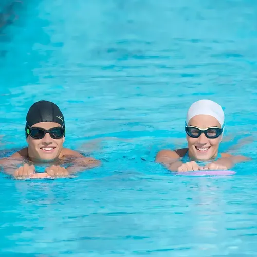 Gafas de natación ajustables Nabaiji Easydow para adultos, talla S, color blanco, azul claro y azul oscuro