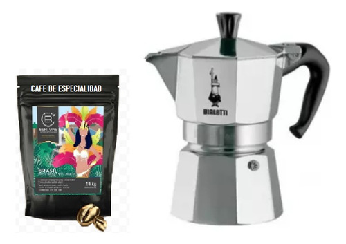 Bialetti Moka  6 Tazas + 1/4 De Regalo Cafe De Especialidad