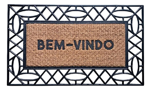 Capacho De Porta Borracha Frame Losangos 75X45Cm - Uzoo