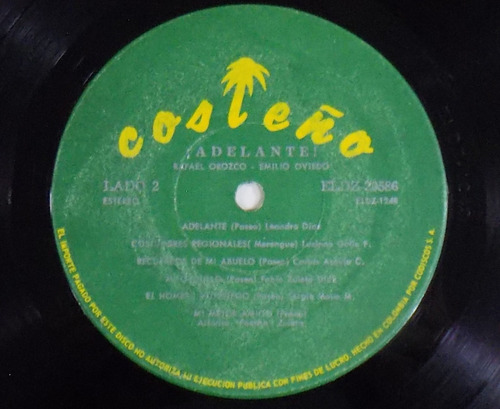 Rafael Orozco/ Emilio Oviedo Adelante! Lp Colombia Vallenato (Usado)