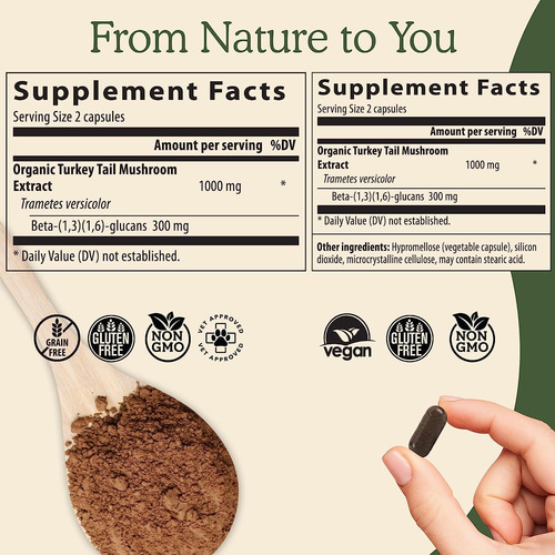 Extracto De Cola De Pavo Orgánico 1000mg 90cáp