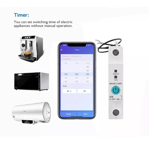 Pastilla Interruptor Termomagnetico Apagador 30 Amper Wifi