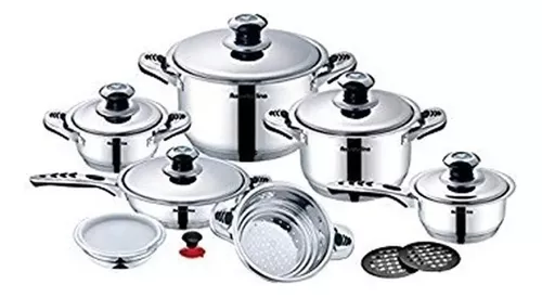 Juego Ollas Acero Quirurgico Bateria Cocina 12pz Hoffman - Megatronics  Electrodomésticos