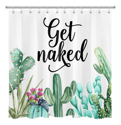 Lb Get Naked Cactus - Juego De Cortinas De Ducha Con Citas D