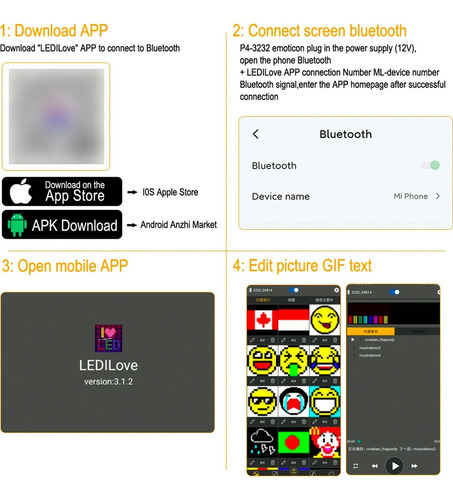Pantalla Led Emojis Para Auto Led Screen Control Celular