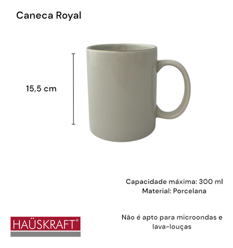 04 Canecas Minimalistas 300ml Porcelana Borda Dourada Royal