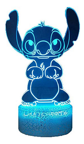 Luz De Noche Led 3d Laysinly Lovely Stitch, Lámpara De Mesa