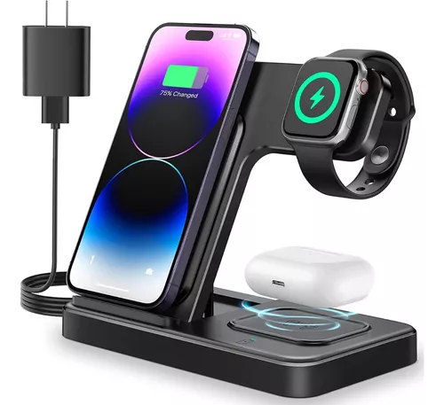 Estación de Carga Inalámbrica Múltiple 6 en 1, Base de Carga inalámbrica  para Iphone, Apple Watch y Airpods, Cargador Inalámbrico Rápido Qi  Compatible con iPhone 11 / 11Pro / 11Max / XR /