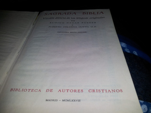 Biblia.nacar Colunga.catolico.bac .ilustraciones.30eeuu (Usado)