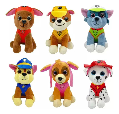 6 Bonitos Juguetes De Peluche Dog Patrol Big Eyes Puppy Tian