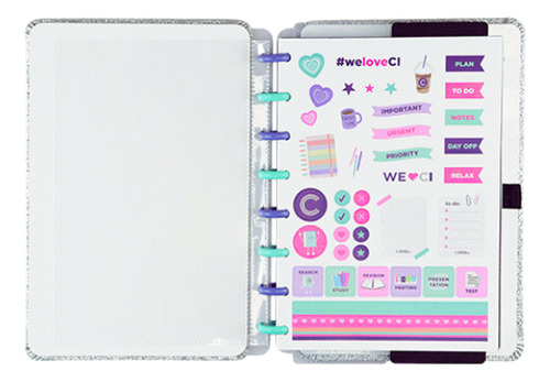 Caderno Inteligente A5 Pequeno Let´s Glitter Silver