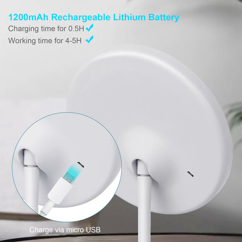 Espejo De Maquillaje Led Recargable Con Base Desmontable