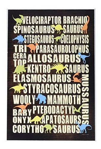 Placa Mural De Dinosaurios Con Diseño Tipográfico.
