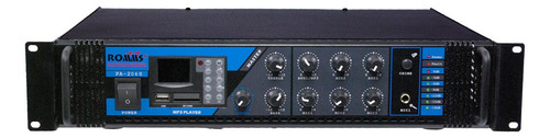 Amplificador Romms Pa-2180 180watts 70v Mp3 Bluetooth Full Color Negro