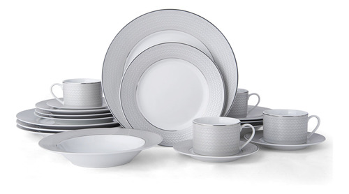 Mikasa Percy Vajilla Porcelana 20 Pzs Servicio 4 Gris