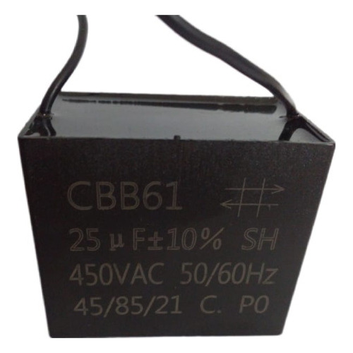 Capacitor De Ventilador 25uf 450vac Cbb61 2 Fios