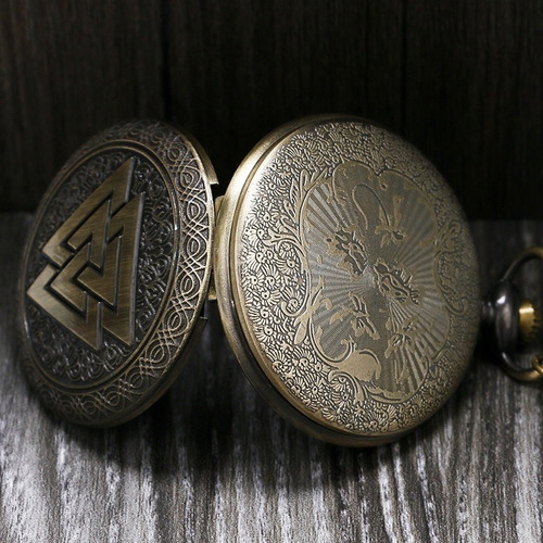 Reloj de bolsillo Odin Viking Triangle Nordic Valknut
