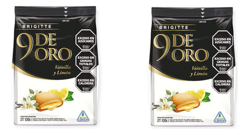 Packx2 Galletitas Rellenas De Vainilla Y Limón 9 De Oro 120g