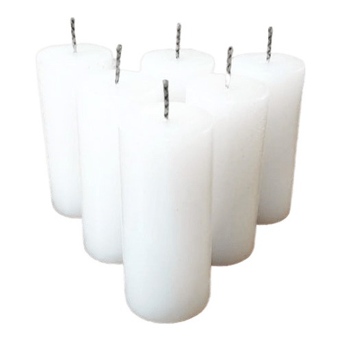 12 Velas Blancas Lisas 8 X 3.8 Cm