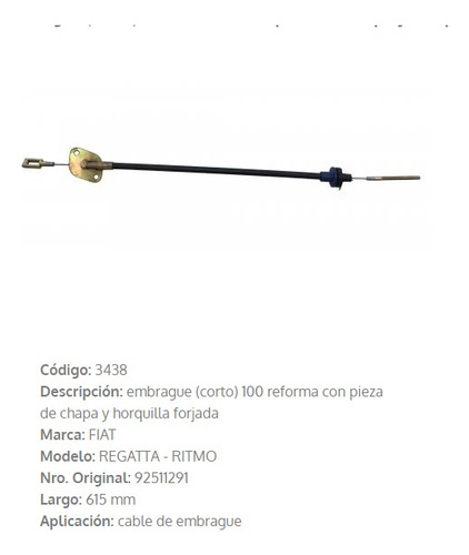 Cable Embrague Fiat Regatta 100s (1.6) Reforma