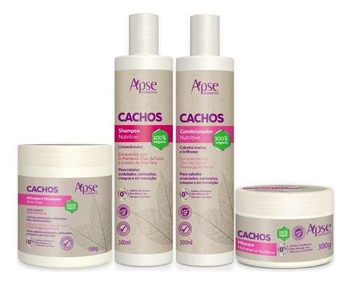 Kit Shampoo Condicionador Máscara Ativador De Cachos Apse