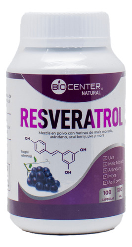 Resveratrol Complex 500mg Biocenter Natural 100 Capsulas