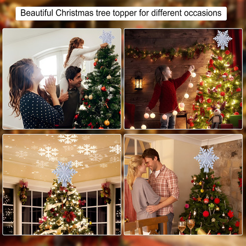 Corona Del Árbol De Navidad Iluminada Con Luces Led Rotat...