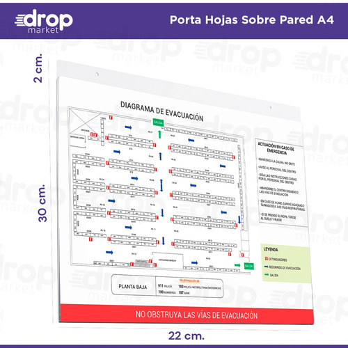 Imagen 3 de 10 de Porta Hojas A4 Sobre Pared | Pet Tipo Acrílico | X 20 U.