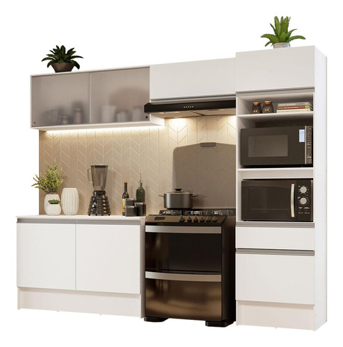 Armario De Cocina Completo Madesa 260cm Topazio 01 Color Blanco