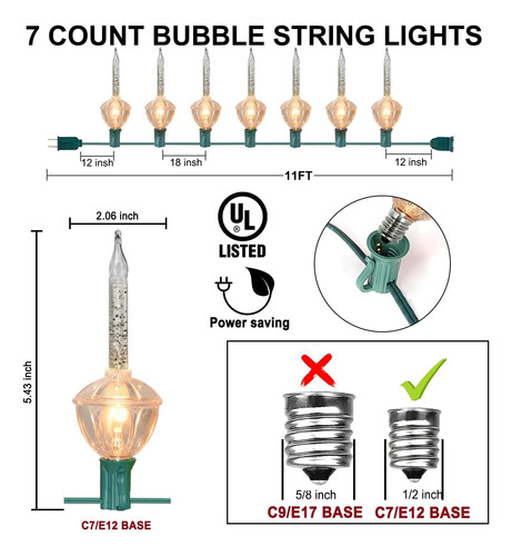 Luces De Burbujas De Navidad, Juego De Cuerdas De Luz De De